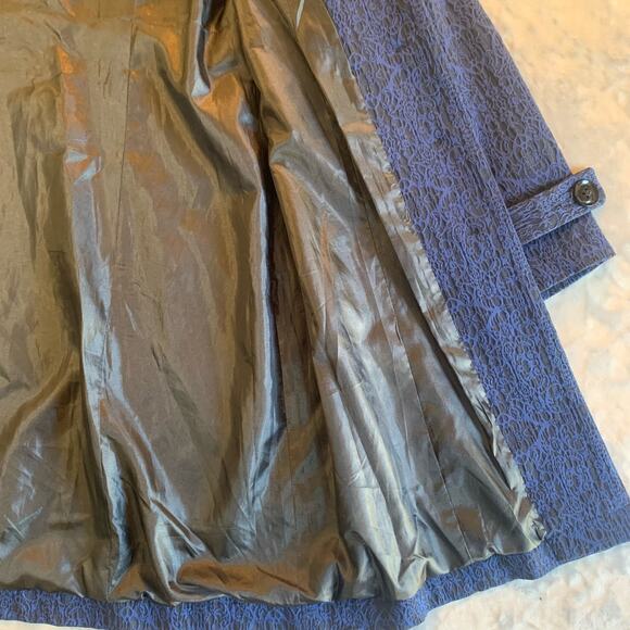 Ethyl Patterned Long Coat Women's M Blue Brocade Button Down Victorian (0317) - Picture 9 of 12